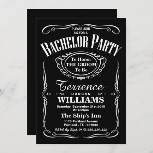 Trendy Black & White Typografy Bachelor Party Einladung