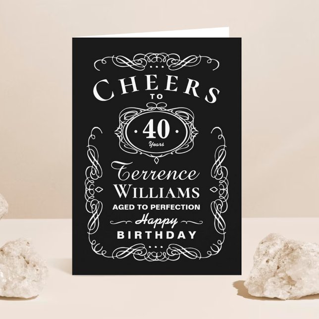 Trendy Black & White Typografy Birthday Karte (Von Creator hochgeladen)