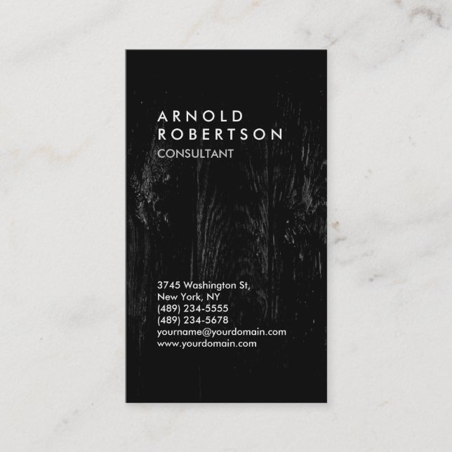 Trendy Black Wood Effect Moderne Visitenkarte (Vorderseite)