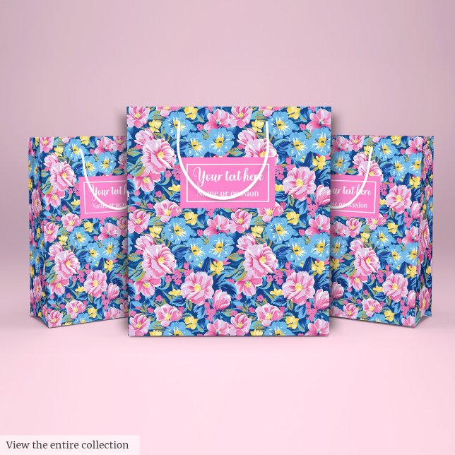 Trendy Blassrosa und Baby-Blue Geschenktasche Mittlere Geschenktüte (Trendy pale pink and baby blue gift bag wrap)