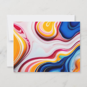 Trendy Blau Rosa, gelb-weiß Imitat Marmor Postkarte