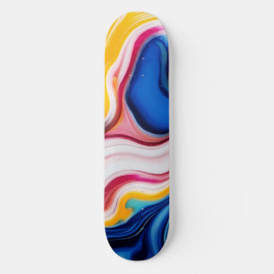 Trendy Blau Rosa, gelb-weiß Imitat Marmor Skateboard