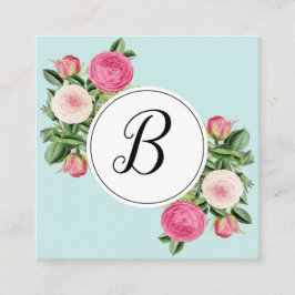 Trendy blaue Monogramm-Rosen-Geschäftsmit Quadratische Visitenkarte