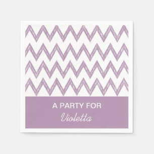 Trendy Bleistift-lila Zickzack Zickzacke mit Namen Serviette