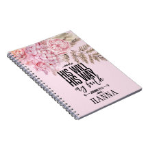 Trendy Bloral Pink Blush Pampas Grass Notebook