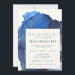 Trendy Blue Abstrakt Watercolor Bat Bar Mitzvah Einladung<br><div class="desc">Trendy Blue Indigo Abstrakt Watercolor Bat Bar Mitzvah Einladung</div>