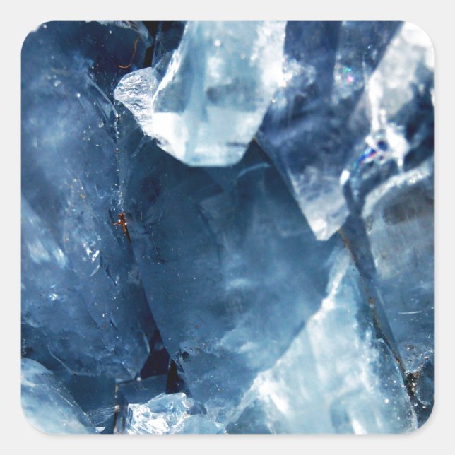 Trendy Blue Agate Geode Quadratischer Aufkleber (Vorderseite)