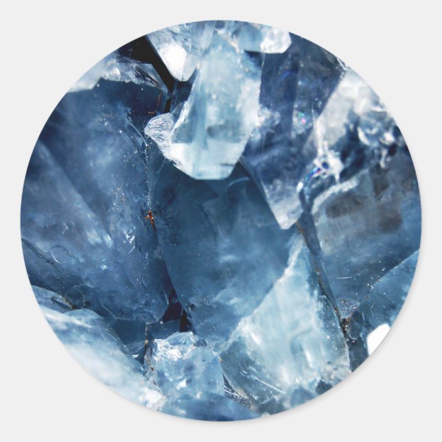 Trendy Blue Agate Geode Runder Aufkleber (Vorderseite)