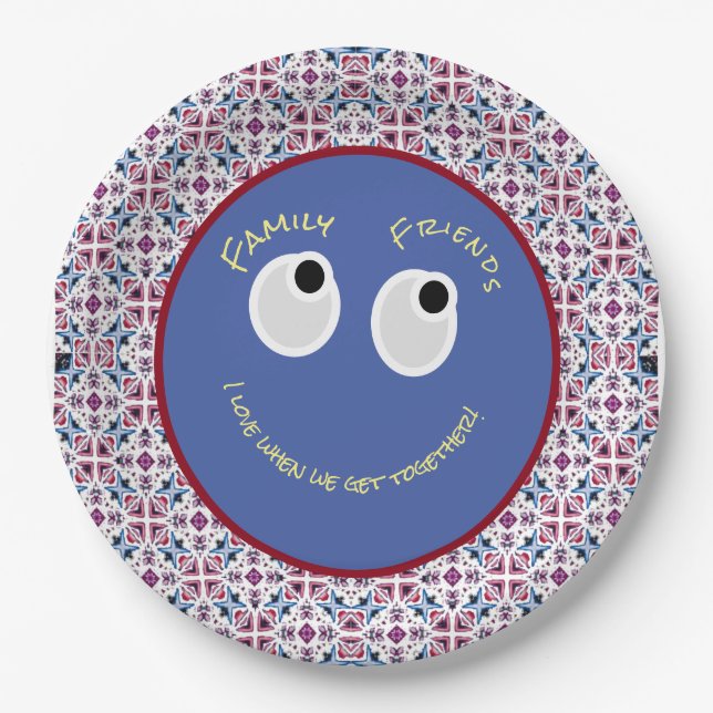 Trendy Blue and Red Digital Musterpapiertafel Pappteller (Vorderseite)