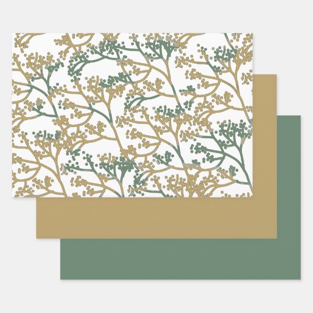 Trendy Blue Beige Design Geschenkpapier Set (Set)
