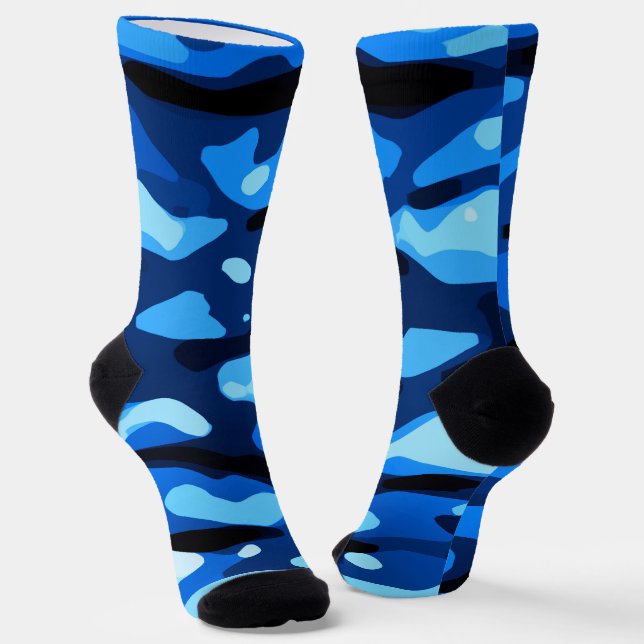 Trendy Blue Camouflage Abstraktes Muster Socken (Gewinkelt)