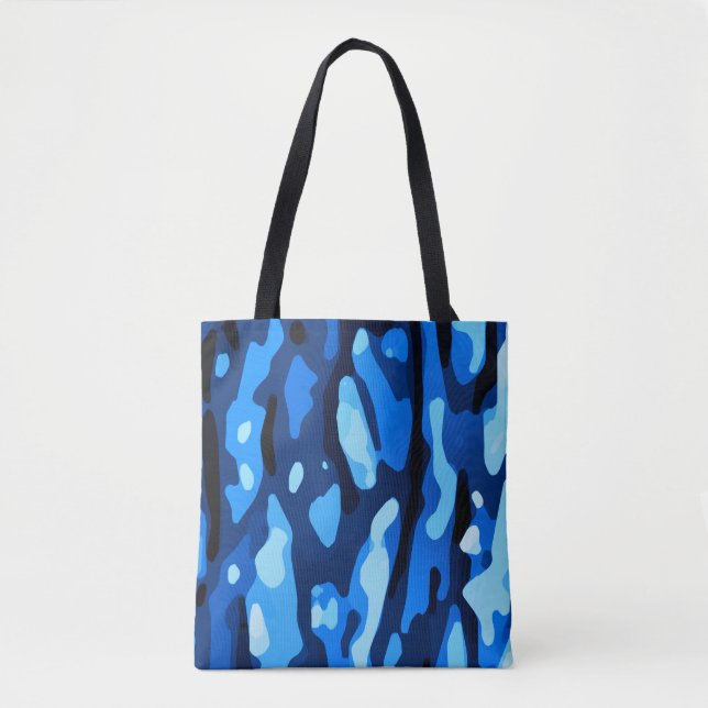 Trendy Blue Camouflage Abstraktes Muster Tasche (Vorderseite)