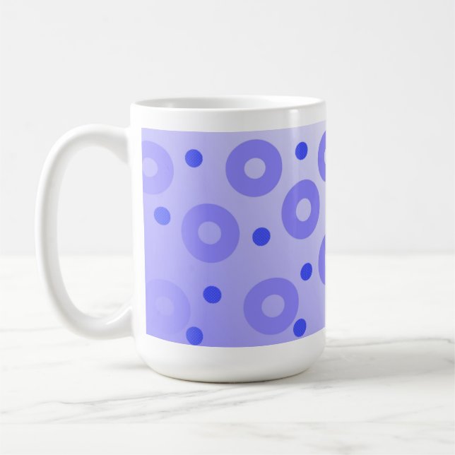 Trendy Blue Circles und Royal Blue Dots Kaffeetasse (Links)