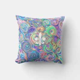 Trendy Blue Fleur-De-Lis Design Kissen