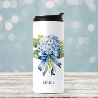 Trendy Blue Floral Bridesmaid Vorschlag Thermosbecher