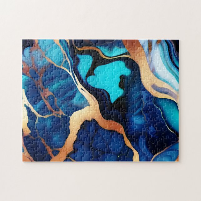 Trendy Blue Gelb Gold Imitate Marmor (Horizontal)
