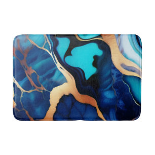 Trendy Blue Gelb Gold Imitate Marmor Badematte