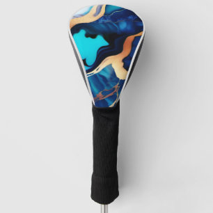 Trendy Blue Gelb Gold Imitate Marmor Golf Headcover