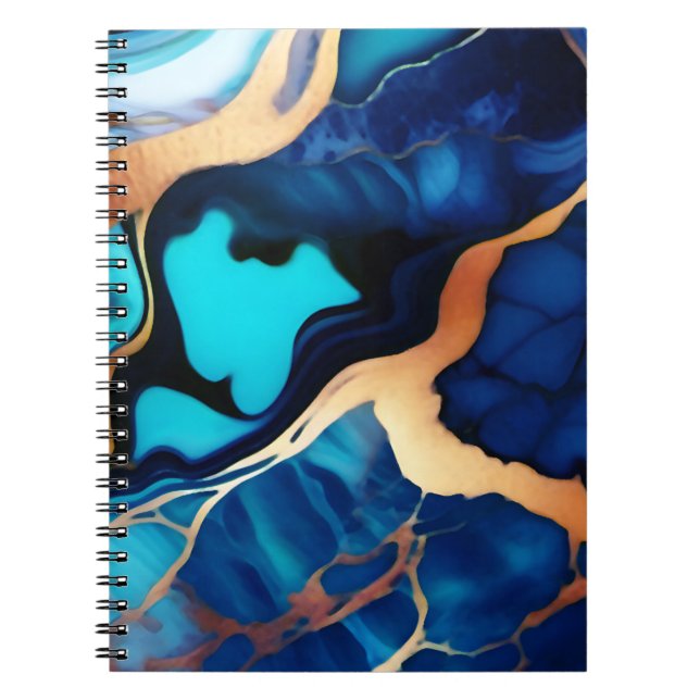 Trendy Blue Gelb Gold Imitate Marmor Notizblock (Vorderseite)