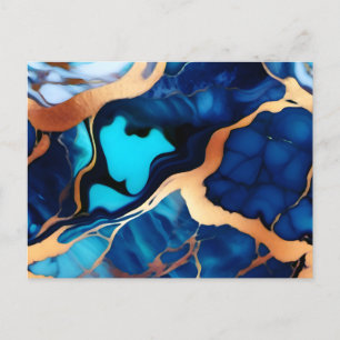 Trendy Blue Gelb Gold Imitate Marmor Postkarte