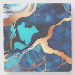 Trendy Blue Gelb Gold Imitate Marmor Steinuntersetzer