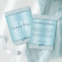 Trendy Blue Glitzer Damask Wedding Details