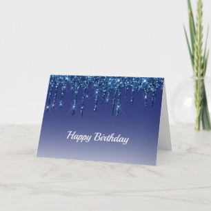 Trendy Blue Glitzer Tropfens Birthday Karte
