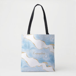 Trendy Blue Gold Agate Personalisiert Tasche