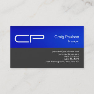 Trendy Blue Gray Chic Monogram Business Card Visitenkarte
