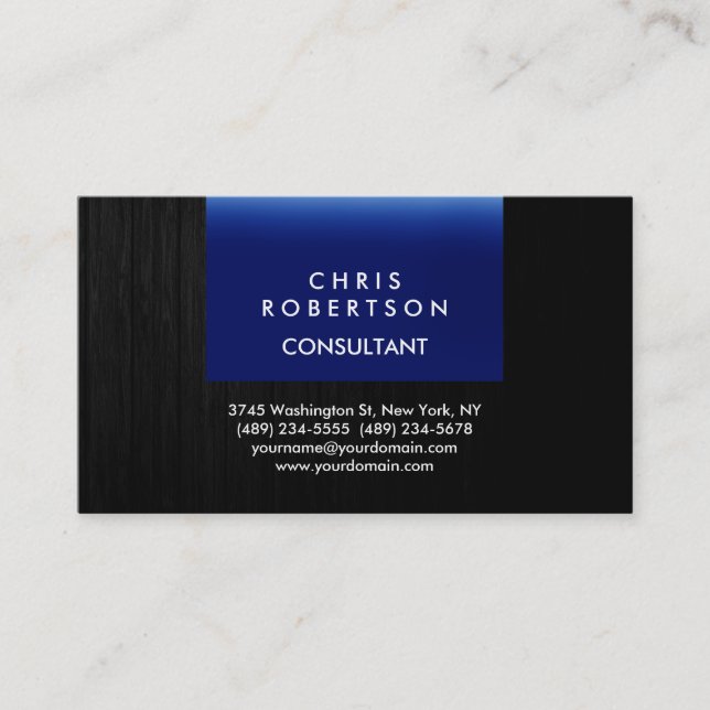 Trendy Blue Gray Wood Pattern Business Card Visitenkarte (Vorderseite)