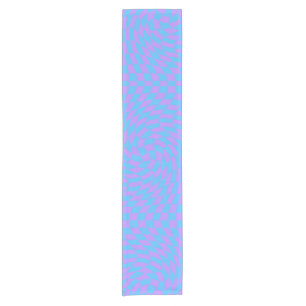 Trendy Blue & Lavender Lila Checkered Pattern Kurzer Tischläufer