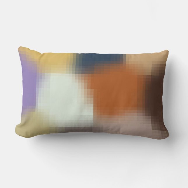 Trendy Blue Lila Orange Beige Stilvolles Muster Lendenkissen (Vorderseite)