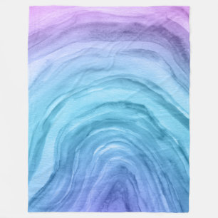 Trendy Blue Ombre Agate II Wasserfarbmuster Fleecedecke