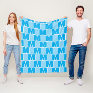 Trendy Blue Personalisiert Initial Fleecedecke