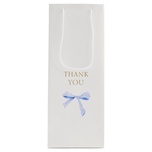 Trendy Blue Ribbon Bow Wedding Vielen Dank Geschenktüte Für Weinflaschen (Vorderseite)