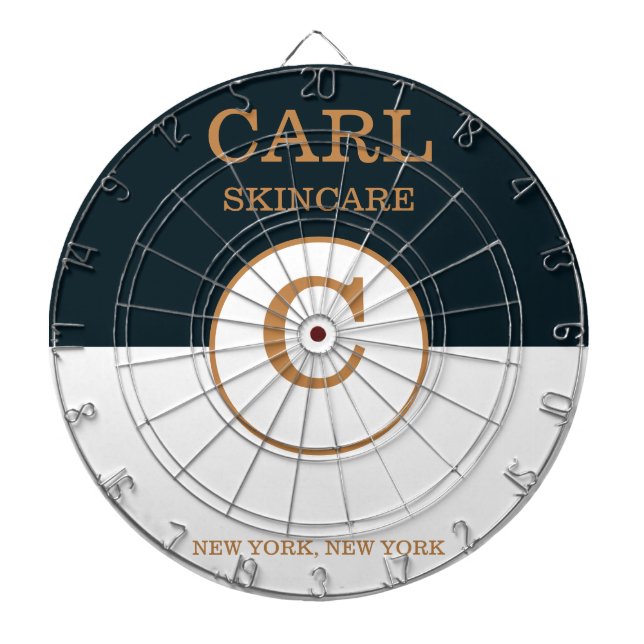 Trendy Blue & Shade Brown Beauty Salon Monogram Dartscheibe (vorne)