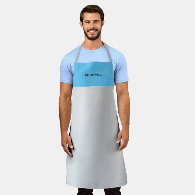 Trendy Blue Silver Gray Modernes Beruflich Schürze (Getragen)