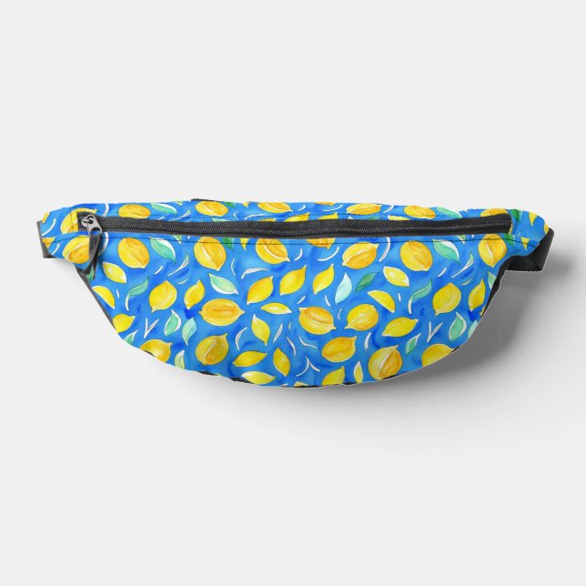 Trendy Blue Yellow Citrus Lemon Wasserfarben Muste Bauchtasche (Ablage )