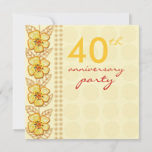Trendy Blume 40. Hochzeitstag Party Einladung