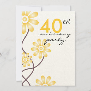 Trendy Blume 40. Hochzeitstag Party Einladung