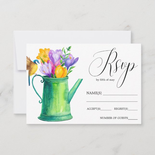 Trendy Blume Bewässerung kann Tulpen Hochzeit RSVP (Vorderseite)
