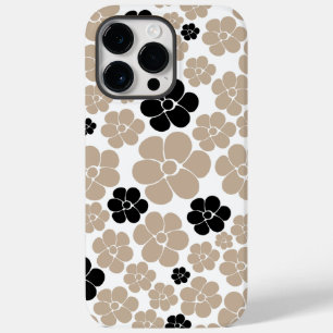 Trendy Blume Muster in Taupe, Black und White Case-Mate iPhone 14 Pro Max Hülle