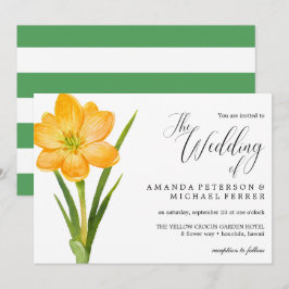 Trendy Blume Yellow Crocus rustikale Hochzeit Einladung