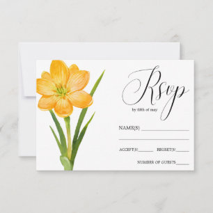 Trendy Blume YELLOW Crocus rustikale Hochzeit RSVP Karte