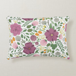 Trendy Blumenmuster Rosa Lila Grünanlage Dekokissen