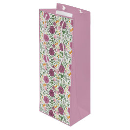 Trendy Blumenmuster Rosa Lila Grünanlage Geschenktüte Für Weinflaschen