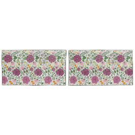 Trendy Blumenmuster Rosa Lila Grünanlage Kissenbezug