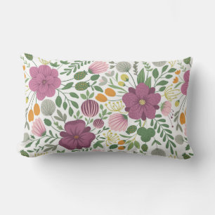 Trendy Blumenmuster Rosa Lila Grünanlage Lendenkissen