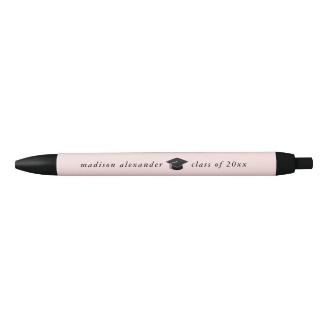 Trendy Blush Graduation Cap Year mit Name Kugelschreiber (Vorderseite)
