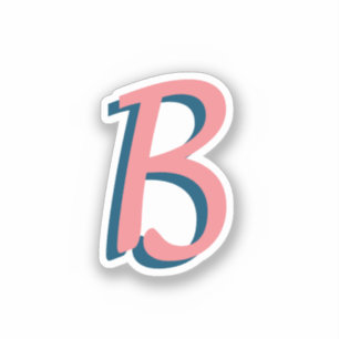 Trendy Blush Pink 3D Text Initial   Neon Aquamarin Aufkleber